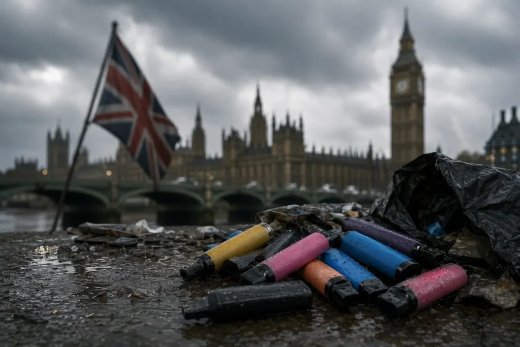Proibição de vapes descartáveis no Reino Unido: um ano depois, tabagismo cresce e mercado ilegal dispara Proibição de vapes descartáveis no Reino Unido: um ano depois, tabagismo cresce e mercado ilegal dispara 38