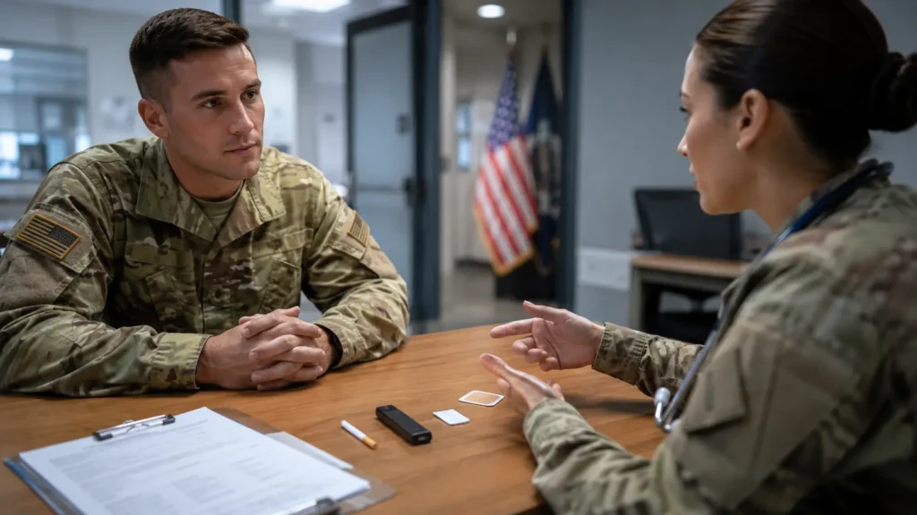 EUA avaliam uso de vapes e sachês de nicotina para ajudar militares a parar de fumar EUA avaliam uso de vapes e sachês de nicotina para ajudar militares a parar de fumar