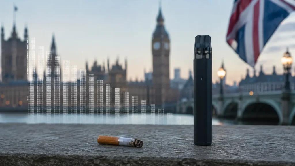 Tabagismo diário chegou a 6,6% entre adultos, e novos dados mostram que a grande maioria dos usuários de cigarros eletrônicos fuma ou já fumou no passado Reino Unido se aproxima de meta histórica contra o tabagismo, enquanto perfil dos usuários de vape chama atenção